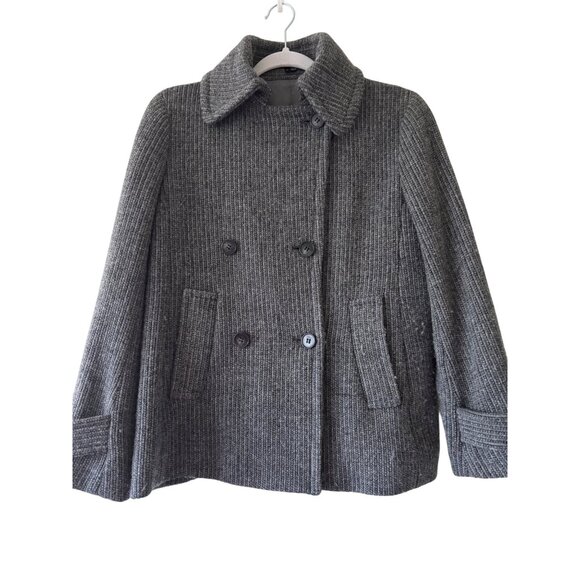 Theory Womens Double-Breasted Wool Blend Peacoat Gray Size M - Picture 3 of 12